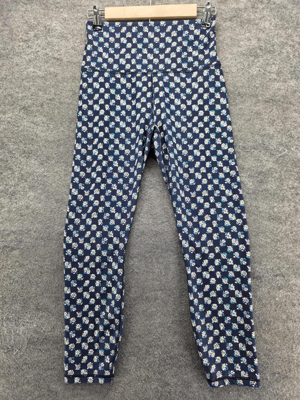 Fabletics Leggings Womens M Blue PureLuxe Floral Ankle Skinny Elastic Waist